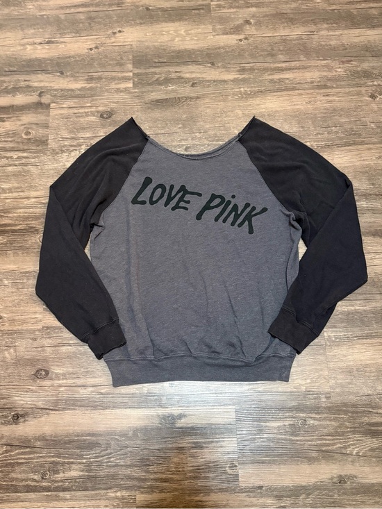 PINK Victoria's Secret Sweaters - PINK Victoria's Secret Black & Gray Logo Pullover